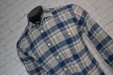 43191-a J.Crew Flannel Shirt Front Pockets Blue Plaid Size Large Adult Mens