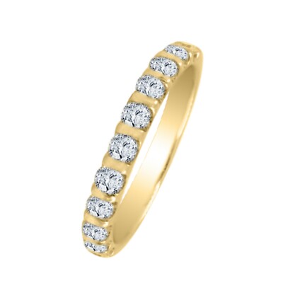 0.85CT Round Cut Moissanite Eternity Wedding Band Ring 14K Yellow Gold ...