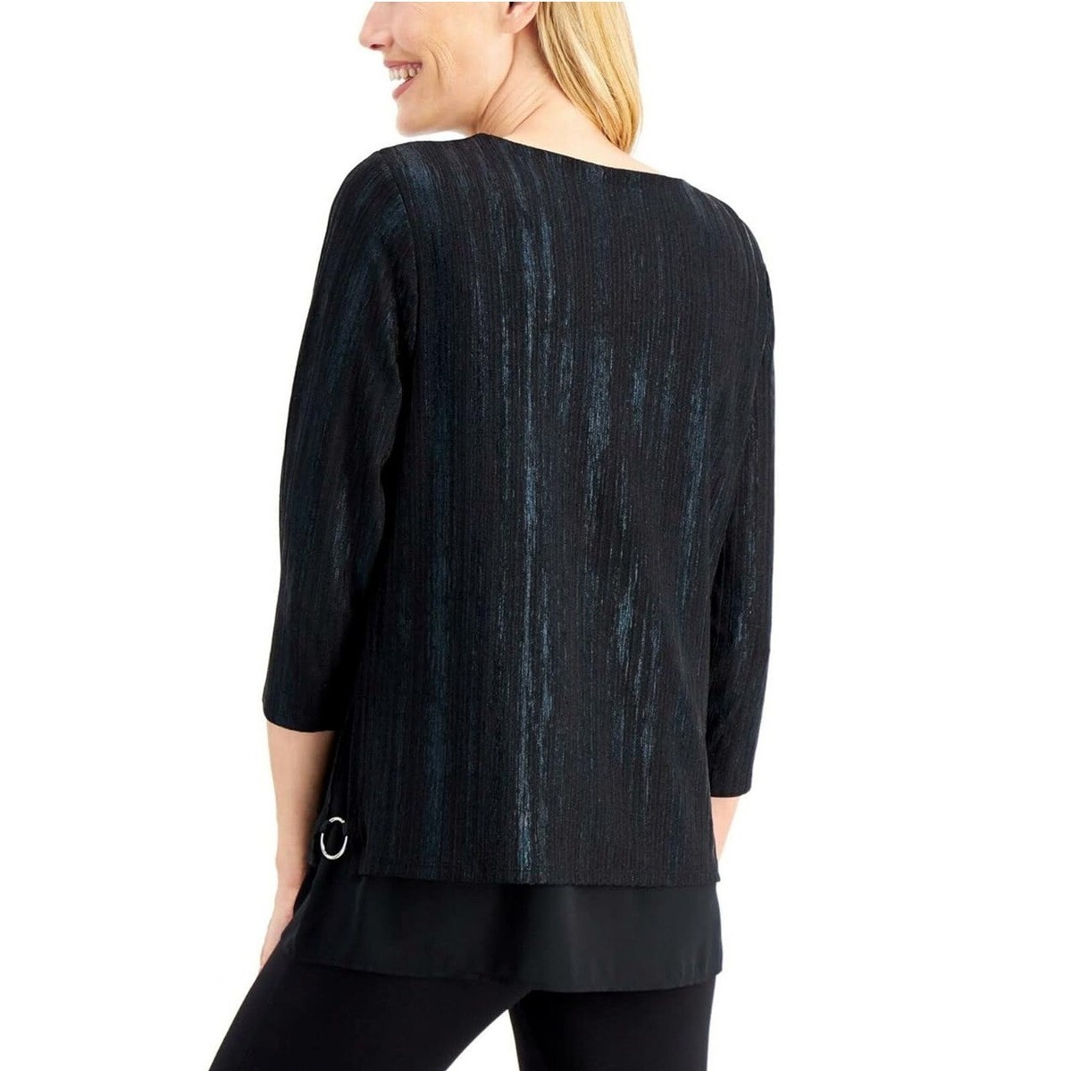 トップス JM Collection Womens Small Intrepid Blue Gold Keyhole Detail Top
