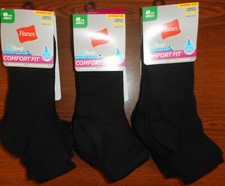 3-6 PACK HANES WOMEN'S BLACK X-TEMP COMFORT FIT ANKLE SOCKS SZ8-12 18 Pairs