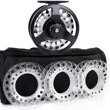 MAXCATCH Fliegenfischen Rolle Kassettensystem Fliegenrolle mit 3 Ersatzspule, 5/