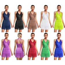 Women Jumpsuit Stage Performance Dancewear Tassel Bodysuit Gymnastics Leotard