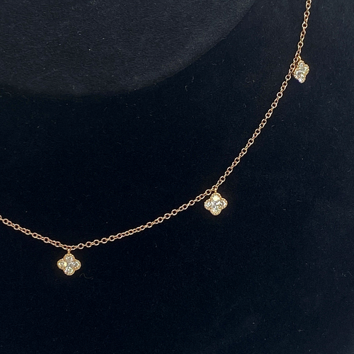 Gold Diamant Collier 18K massiv Gold 0,64ct natürlicher Diamant Kleeblatt UK punziert - Bild 2 von 16