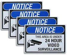 4 Pack Aluminum Video Surveillance Sign 10x14 Inch for Home Office Warehouse