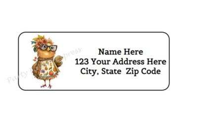 Chick Address Labels 30 FUNKY CHICK CHICKEN PERSONALIZED RETURN ADDRESS LABELS 1 in X 2.625 ...