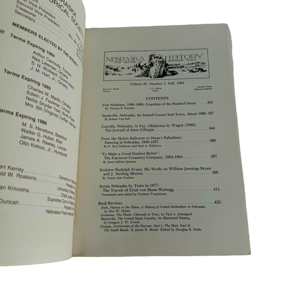 NEBRASKA HISTORY Fall 1984 Stockville, Ft Niobrara, Fairmont Creamery, Skylon eBay