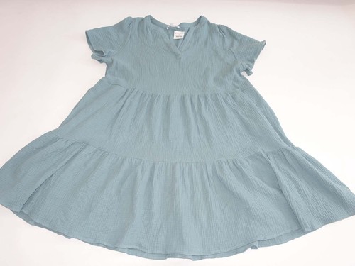 Lucky Brand Women's A-Line Dress Size 1X NWT Short Sleeves Teal V-Neck Cotton