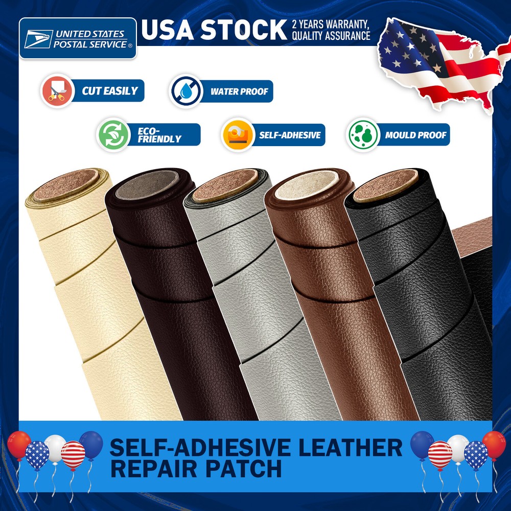 1.7sqft Leather Repair Kit Self-Adhesive Patch Stick on Sofa Clothing Car Beige