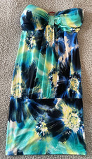 Janice Multicolor Floral Size M Boho Sleeveless Padded Buckle Mini Silky Dress
