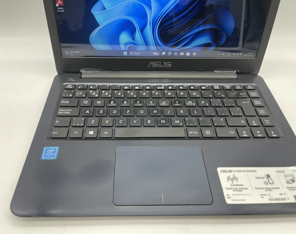 ASUS E402S 14" Pentium N3710 1.60GHz 8GB RAM 120GB SSD Win 11 *** READ Foto 2 de 4