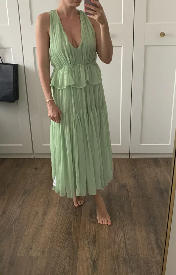 Asos Midi Dress In Sage Green Size Summer Wedding