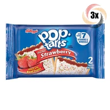 3x Packs Kellogg's Pop Tarts Frosted Strawberry Flavor Toaster Pastries | 3.67oz
