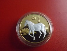 * Lunar *  Jahr des Pferdes * Medaille PP  Vergoldet  *ca.28g.-34mm(Schub124)