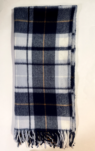 FARIBO Acrylic Blanket 54 x 54 Blue Plaid Fringe Throw USA Made - Picture 2 of 4