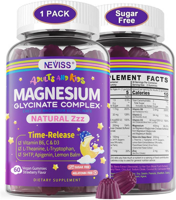 Magnesium Glycinate Gummies for Adults & Kids 4+, Sugar Free Magnesium Bisglycin