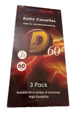 3 Pack~DigitNow 60 Minutes BLANK Audio Cassettes~NEW!!