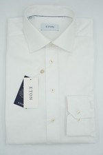 Men ETON White Signature Twill Shirt Wrinkle Free Contemporary Size 15 3/4 40