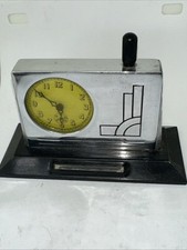 Vintage Art Deco Match King Striker Table Lighter With Clock