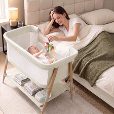 Baby Bassinet 3in1 Bedside Sleeper 4 Wheels Height Mesh Mattress Basket Portable