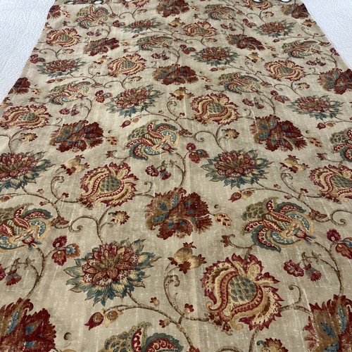 2-Pier 1 Jacobean Floral Curtain Panels 50 X 84” Lined Grommets Tan Polyester
