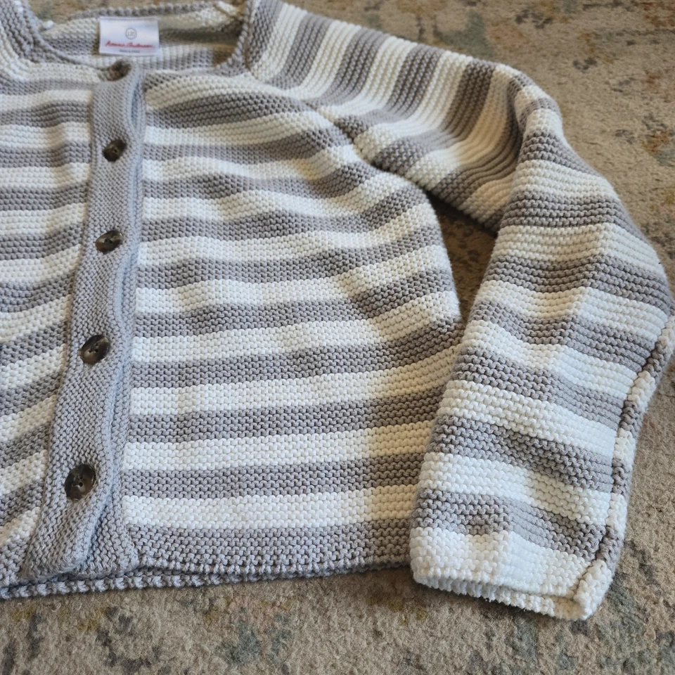 Hanna Anderson Sweater Girl Size 6 (120) Striped Color Blocm Knit Cotton EUC - Image 3 of 4