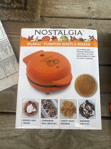NIB Nostalgia My Mini PUMPKIN 🎃 Waffle Maker . Never Used