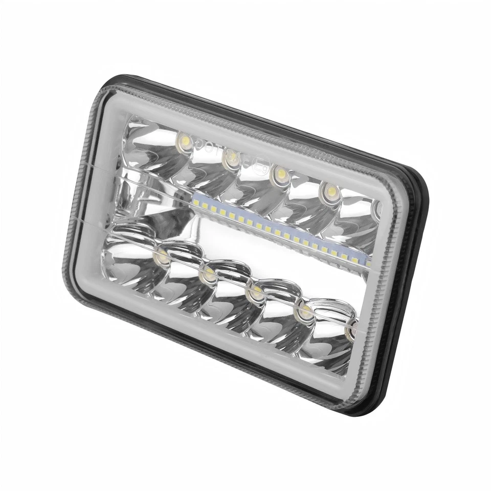 For Western Star 4900 Semi Truck 4PCS 4X6" LED Headlights Hi-Lo Beam Halo DRL - Image 3 of 4