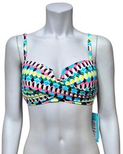MARKS & SPENCER Ladies Swimwear Blue Multi-Coloured Geometric Bikini Top