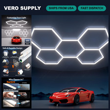 Hexagon LED Garage Lights 168W - 5 Grids, 6500K Super Bright Honeycomb Light for