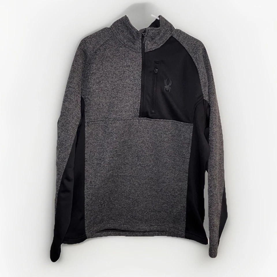 Spyder Men's Half Zip Sweater Gait Knit Pullover Jacket Black Gray Size XL - Image 2 of 4