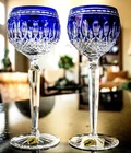 Two Vtg. Ajka Clarendon Cobalt Crystal Wine Glasses, Marked, Waterford Designe