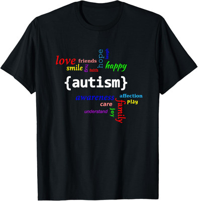 Autism Awareness Words Love Smile Colors Design Unisex T-Shirt