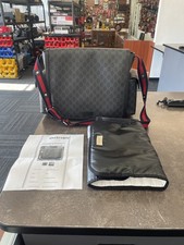 Gucci GG Supreme Black Gray Canvas Leather Crossbody Messenger Bag 495909