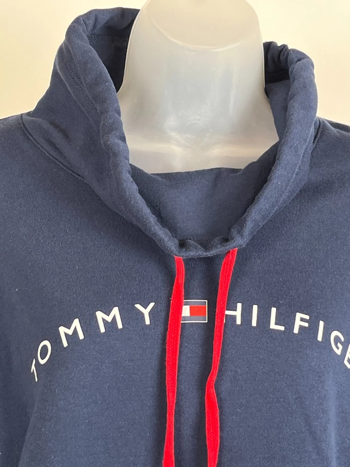 Tommy Hilfiger Sudadera con Capucha Deportiva Mujer Talla Mediana Azul Marino Pullover Logo Gráfico Foto 2 de 4