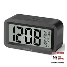 Travel Digital Alarm Clock, Battery Operated with Indoor Temperature, Black
