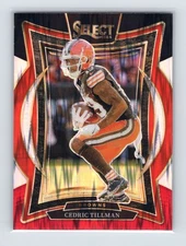Cedric Tillman Black & Red Shock Prizm 2024 Panini Select #17 Cleveland Browns