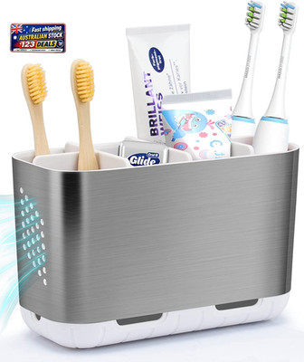 Toothbrush Holders with Adjustable Dividers, Detachable Toothbrush and Toothpast