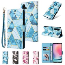 For Samsung Galaxy A57 A37 A36 A05-A74 Marble Pattern Leather Flip Wallet Case