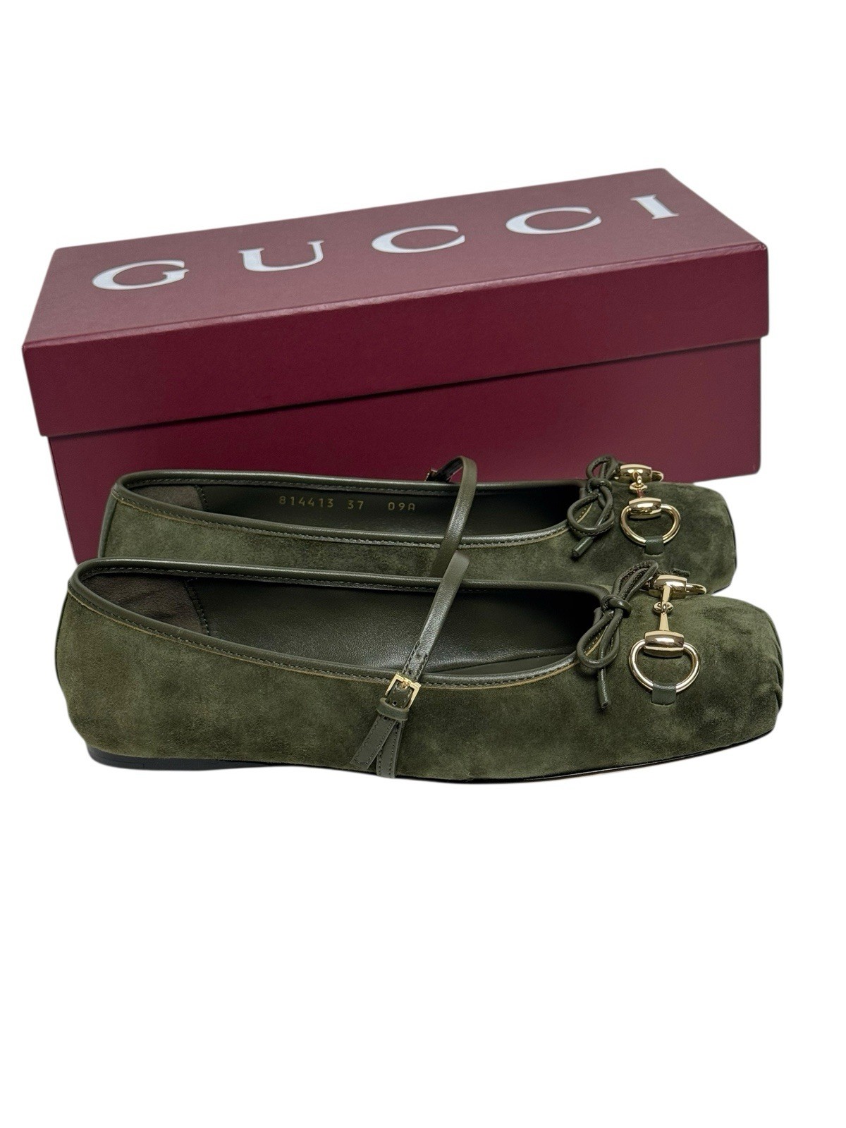 Gucci Horse Bit Ballet Flat In Marrone Chiaro Mini GG Scamosciato