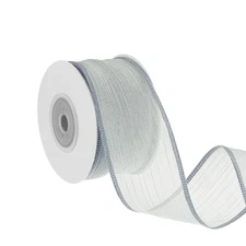 1.6 Inch 10 Yard Metallic Sheer Wire Ribbon, Wired Sheer Fabric Roll, Gray