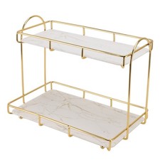 Cosmetic Storage Shelf, 2 Tier Bathroom Countertop Rack, Large Capacity Gold