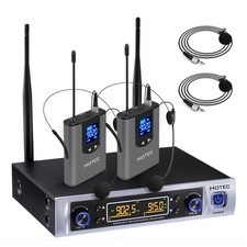 UHF Wireless Microphone System with Dual Lapel/Lavalier and Headset Microphon...
