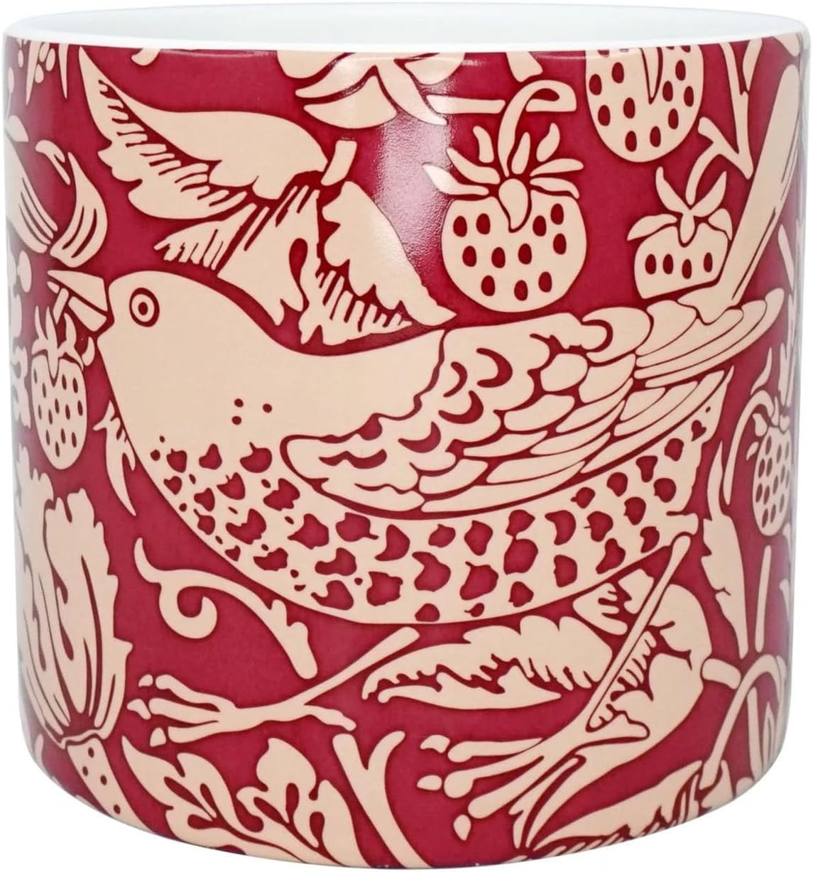 Strawberry Thief - by William Morris - Raspberry Red - Plant Pot
