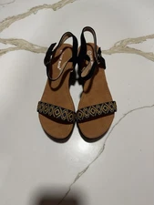 Top Moda Sandals Wedge Heel Size 7.5 Women's Ankle Strap