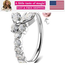 20G Butterfly Nose Ring Hoop 8 mm Open Seamless Nose Piercing Jewelry Surgica...