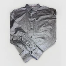 JoS. A Bank 1905 Mens Button Down Shirt Metallic Silver Gray L 100% Cotton