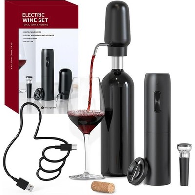 Electric Wine Opener Set Rechargeable Corkscrew Foil Cutter Aerator Stopper New