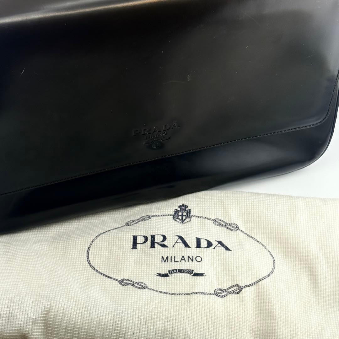 PRADA Enamel Leather Shoulder Bag Black Authentic Classic Crossbody Purse Japan thumbnail 14