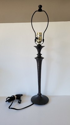 1990s in the Style of Giacometti Iron Table Lamps hammered cast iron Working Con