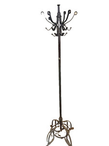 Vintage Wrought Iron Coat/Hat Rack Industrial Metal Hall Tree